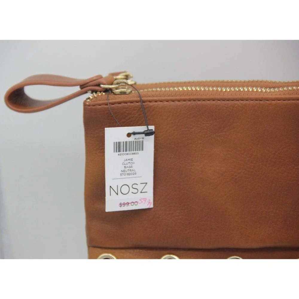 Chico's Women's Jamie Clutch Brown Zipper Purse w/ Gold Groments NWT $99
